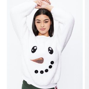 Bluenotes Sherpa Snowman Crew Sweater